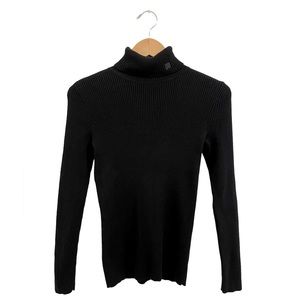 LIKE NEW RALPH LAUREN Women’s Black Fitted Turtleneck Sweater